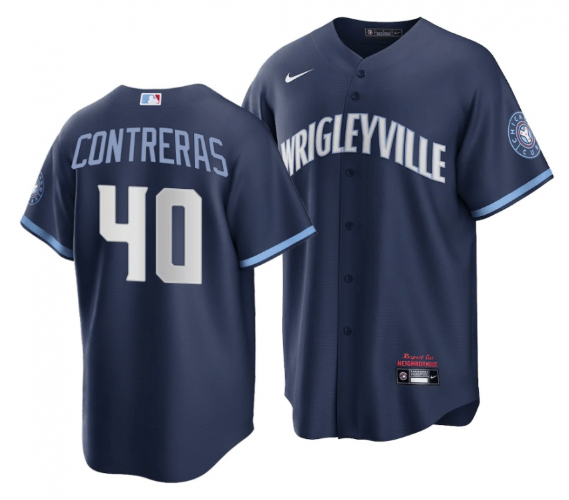 Men's Chicago Cubs #40 Willson Contreras Navy City Connect Stitched Jersey Men's Chicago Cubs #40 Willson Contreras Navy City Connect Stitched Jersey